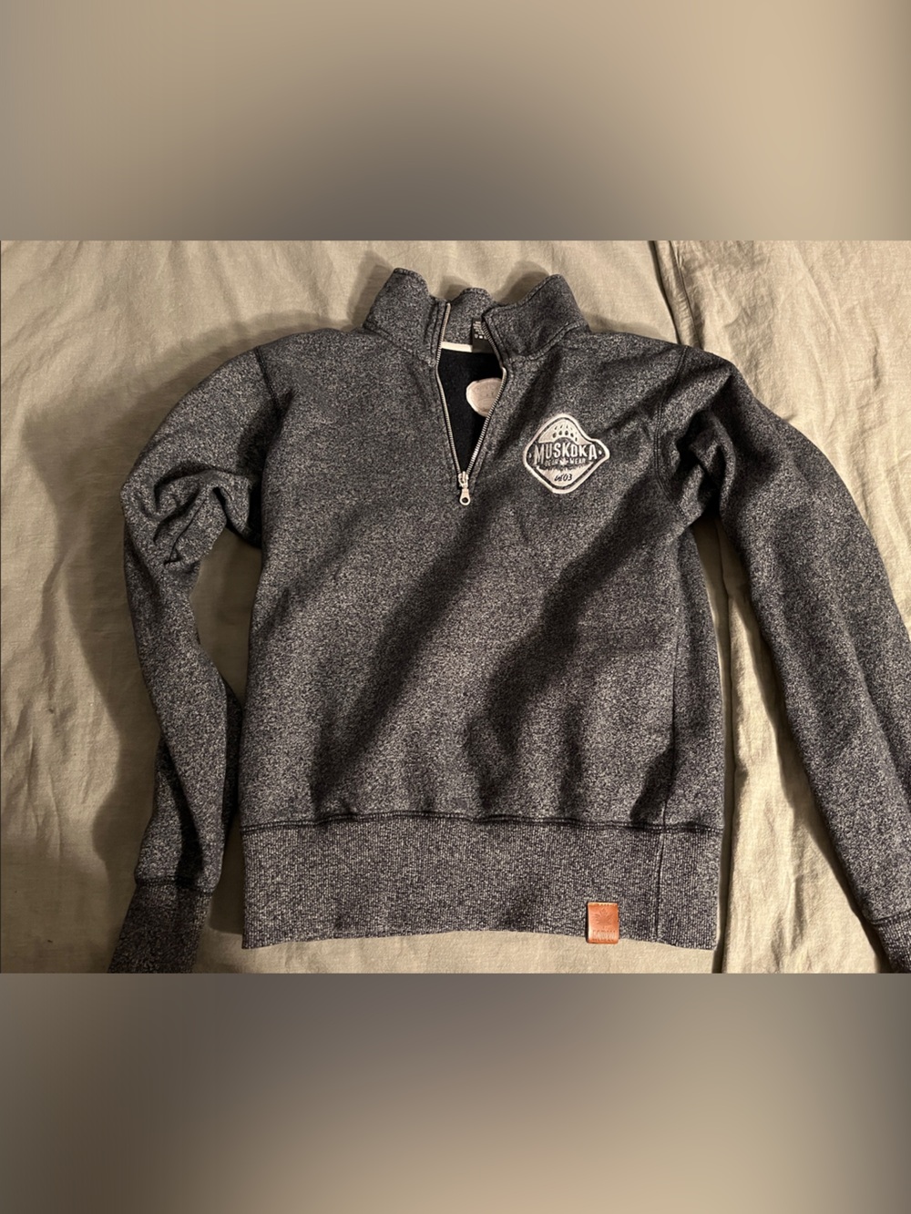 Women's Charcoal Zip-Up Sweater with Branded Chest Patch